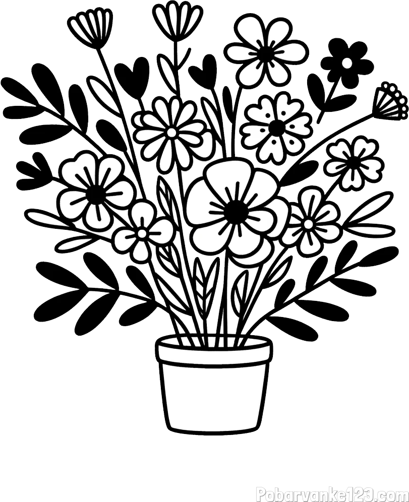 Pobarvanka rož v cvetličnem loncu