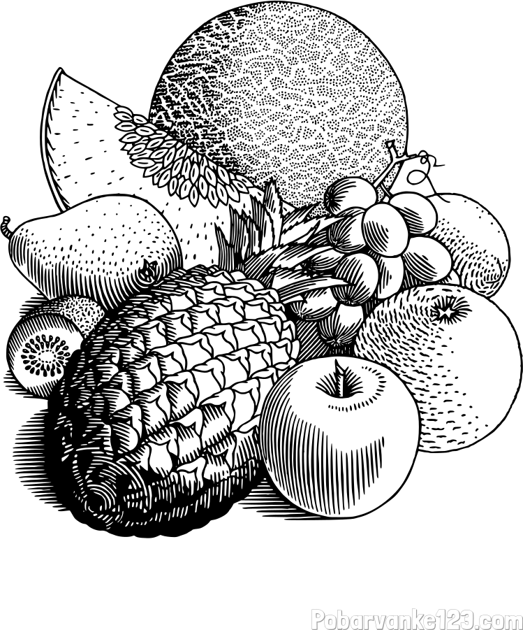 Pobarvanka sadja (ananas, melona, jabolka, kivi, grozdje, pomaranča...)