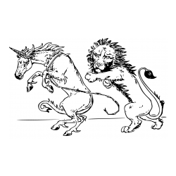 Pobarvanka samoroga in leva