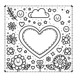 Pobarvanka srčka ter rožic