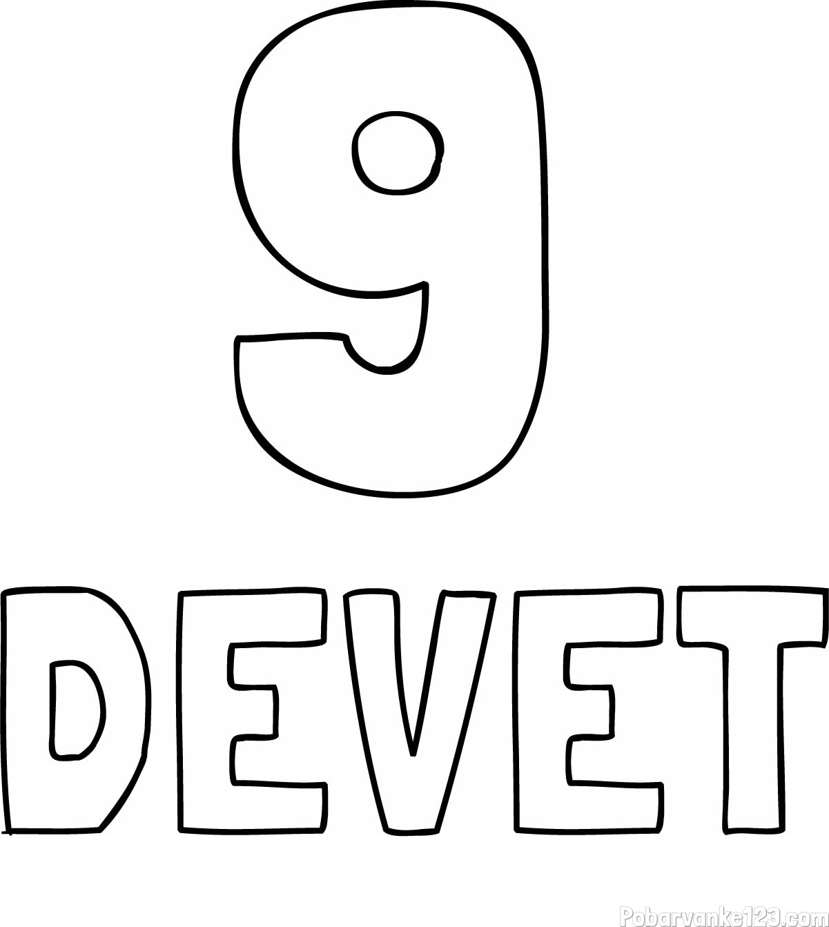 Pobarvanka števila devet z zapisom imena