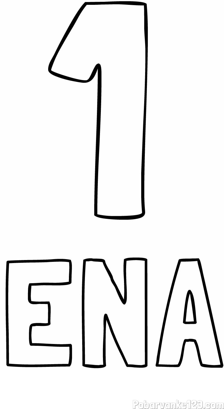 Pobarvanka števila ena z zapisom imena (1)