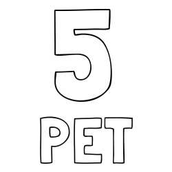 Pobarvanka števila pet z zapisom imena