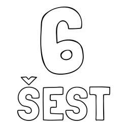 Pobarvanka števila šest z zapisom imena