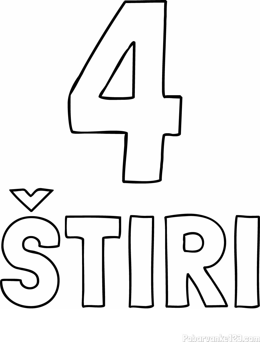 Pobarvanka števila štiri z zapisom imena