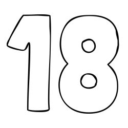 Pobarvanka številke osemnajst (18)