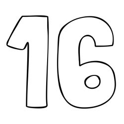 Pobarvanka številke šestnajst (16)