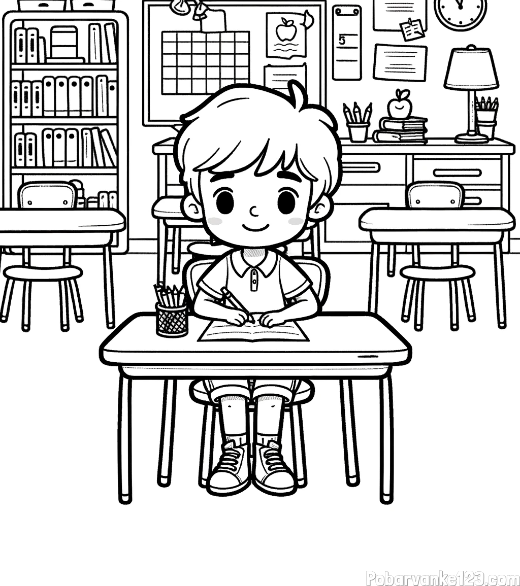 Pobarvanka učenca v učilnici