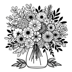 Pobarvanka veliekga šopka rož