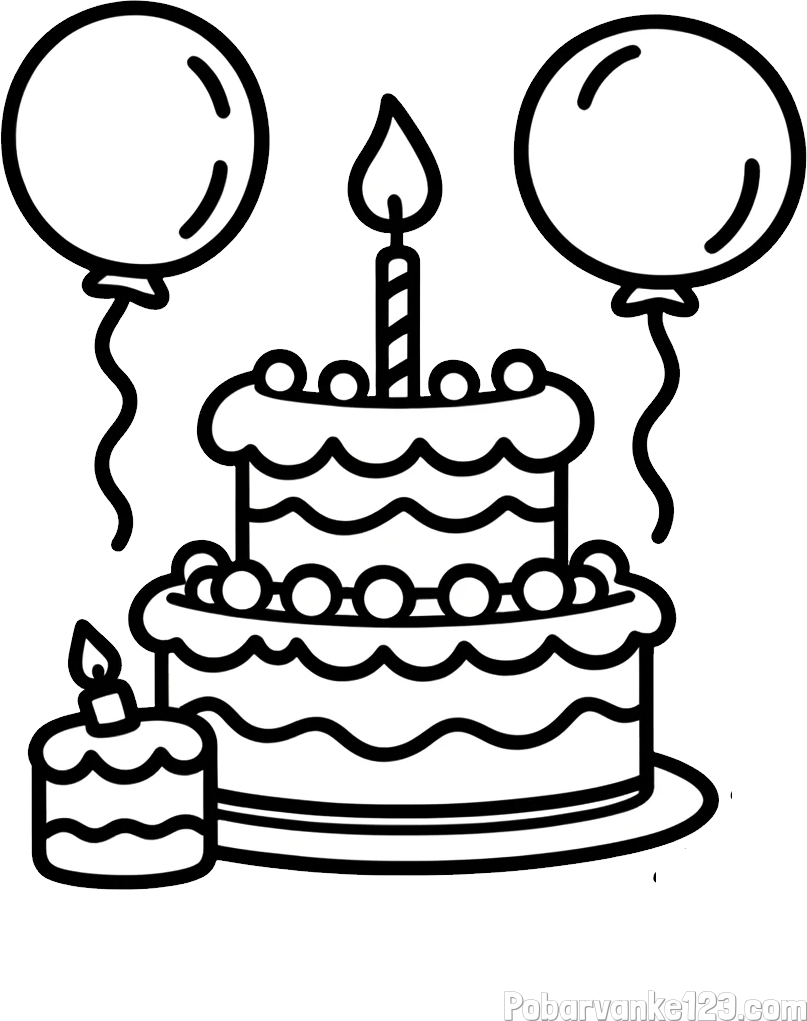 Pobarvanka velike rojstnodnevne torte