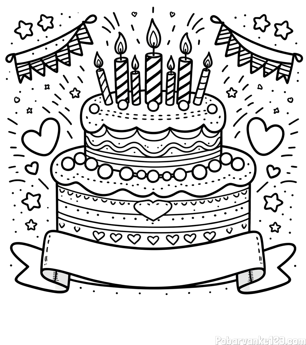 Pobarvanka velike torte za rojstni dan