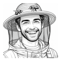 Pobarvanka veselega čebelarja