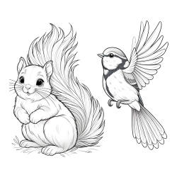 Pobarvanka veverice in ptičke