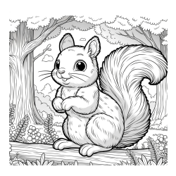 Pobarvanka veverice v gozdu