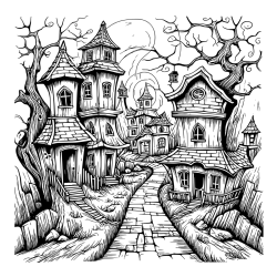 Pobarvanka začaranih hišk