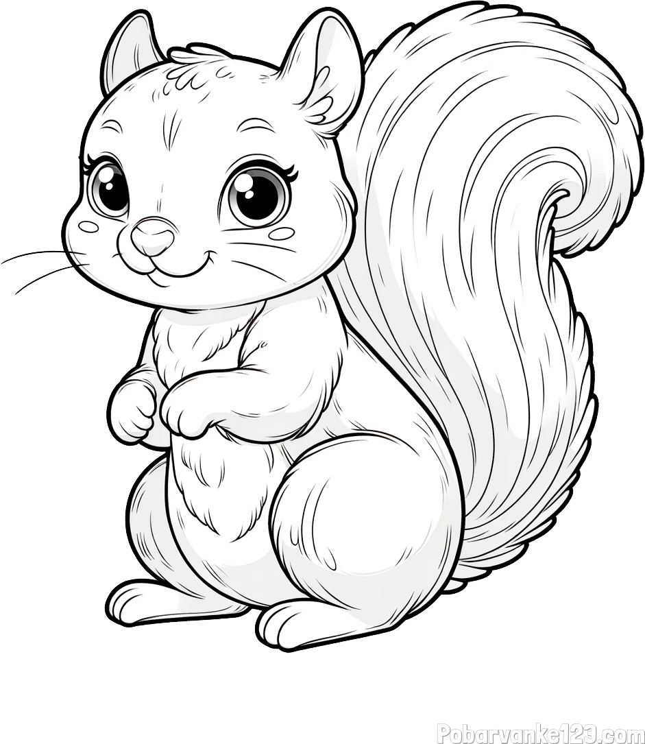 Pobarvanka zelo ljubke in nasmejane veverice