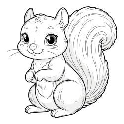 Pobarvanka zelo ljubke in nasmejane veverice