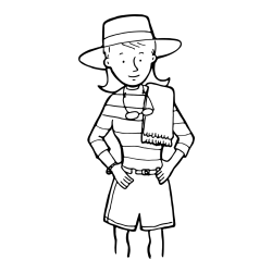 Pobarvanka ženske, ki se odpravlja na plaži