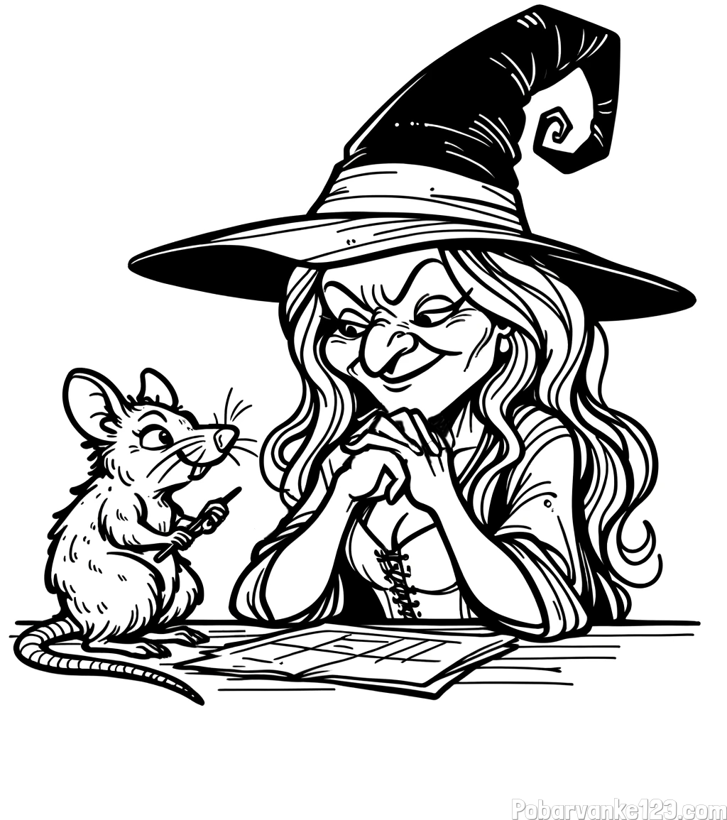 Pobarvanka zlobne čarovnice in podgane