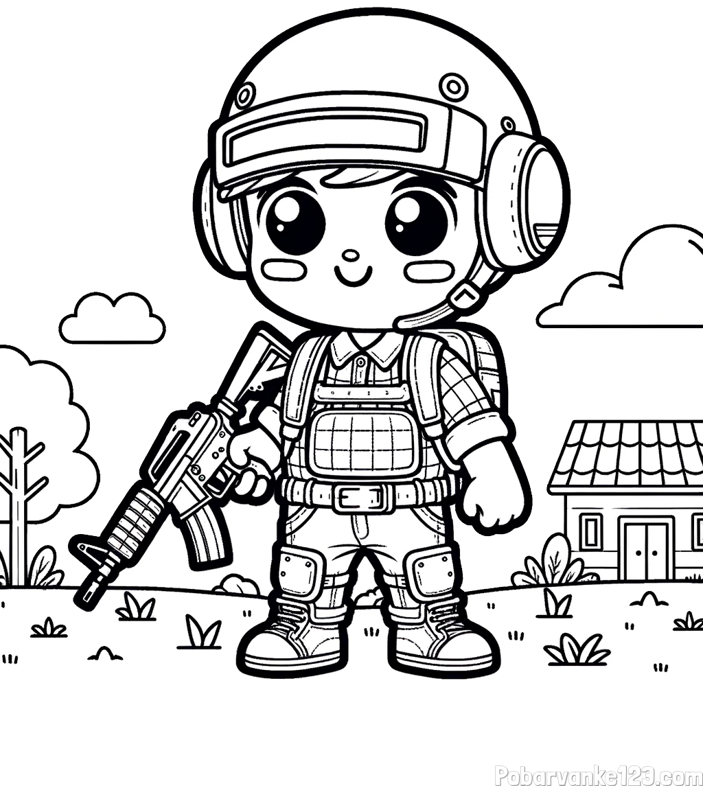 Preprosta otroška PUBG pobarvanka