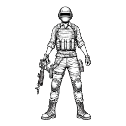 PUBG pobarvanka glavnega junaka narisanega od spredaj