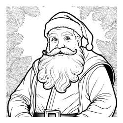 Realistična pobarvanka božička obdanega s smrekovimi vejami